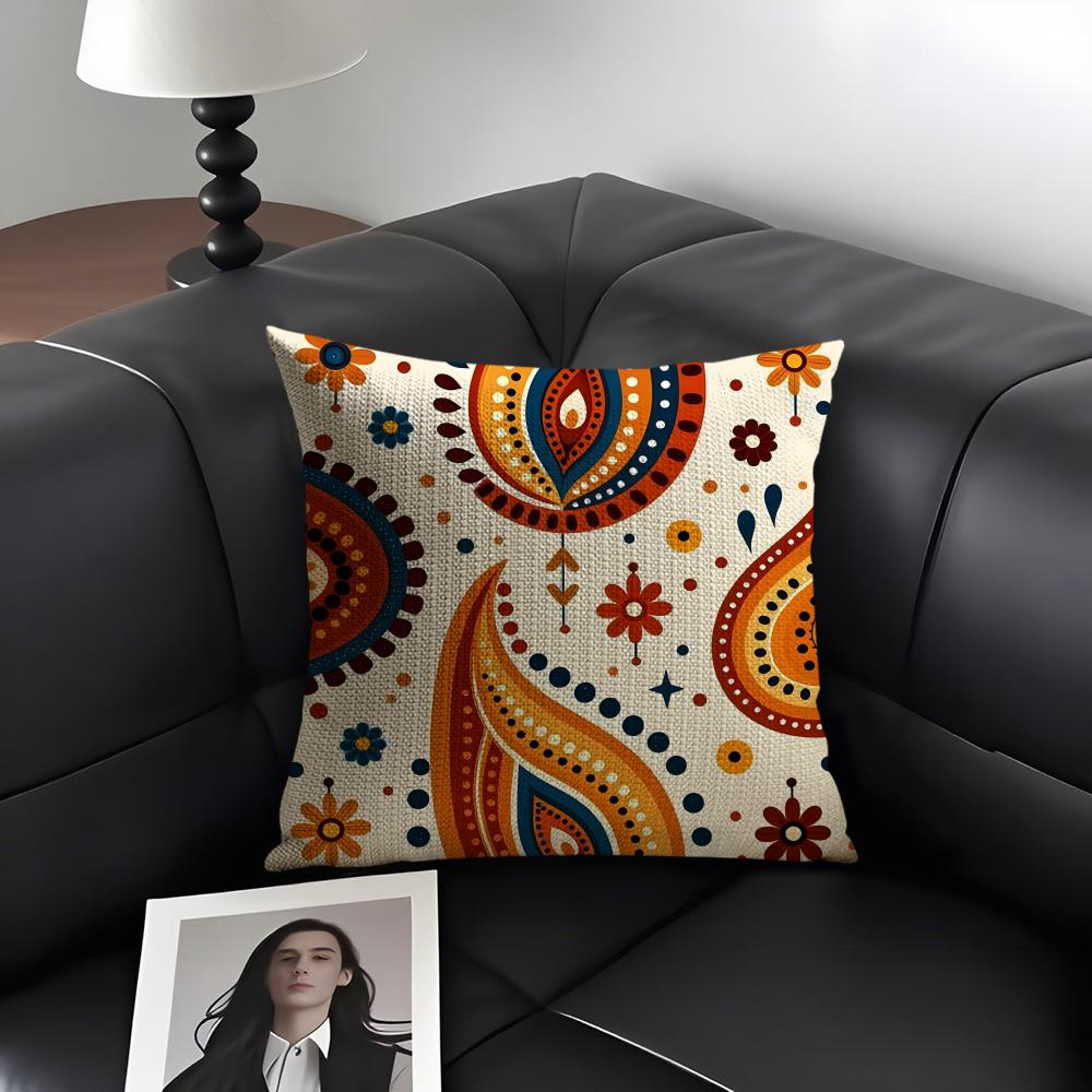 Bohemian Style Classical Cushion Cover Natural Linen Organic Fabric DoubleSided Printing Sofa Home Decor Gift Pillow Case
