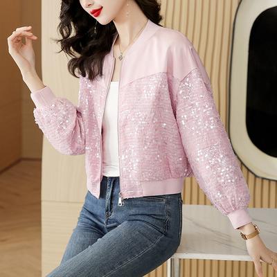 Jednoduchá a krátká bunda pro ženy v létě Nová bunda s flitry pro těžký průmysl Univerzální baseballová uniforma
