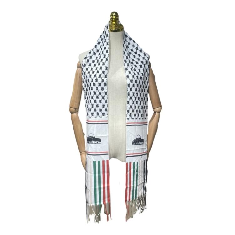 Winter Palestinian Scarf with Tassels for Religious Ceremonies Windproof Scarf