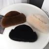 New Fluffy Fur Winter Hat Plush Solid Color Fisherman Hat Cold Windproof Thicken Bucket Hat for Women Girls