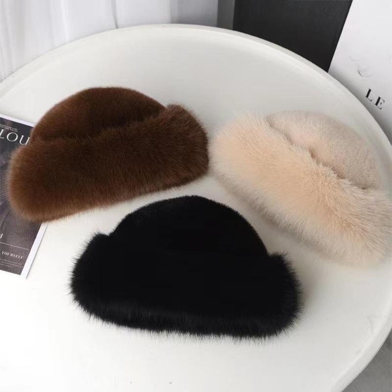New Fluffy Fur Winter Hat Plush Solid Color Fisherman Hat Cold Windproof Thicken Bucket Hat for Women Girls