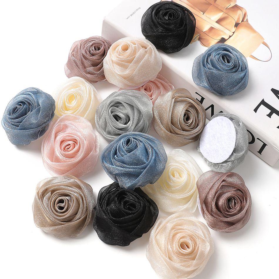 3/5Pcs Chiffon Artificial Flowers Heads 5CM Fake Flower for Home Decor Wedding Decoration Bridal Clothing Crafts Gifts Accessory