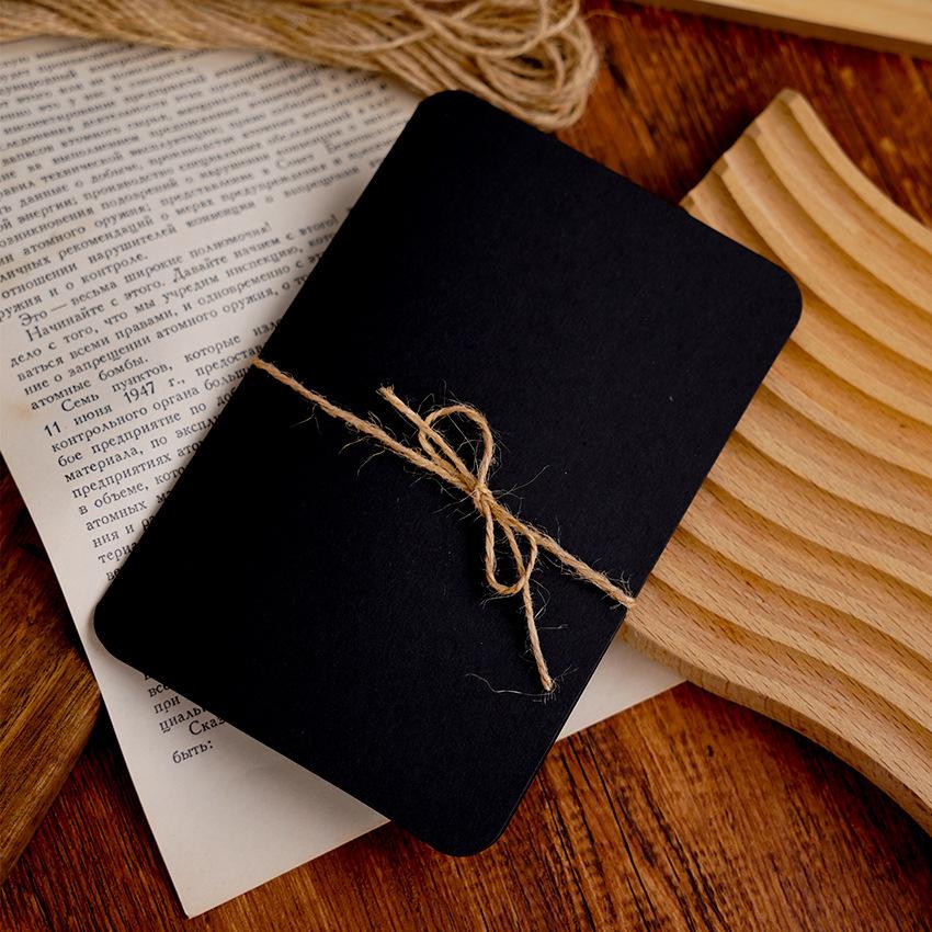 10Pcs Folding Kraft Paper Blank Cards with Rope Gift Blessing Card for Christmas Wedding Birthday Invitation Card Decoration
