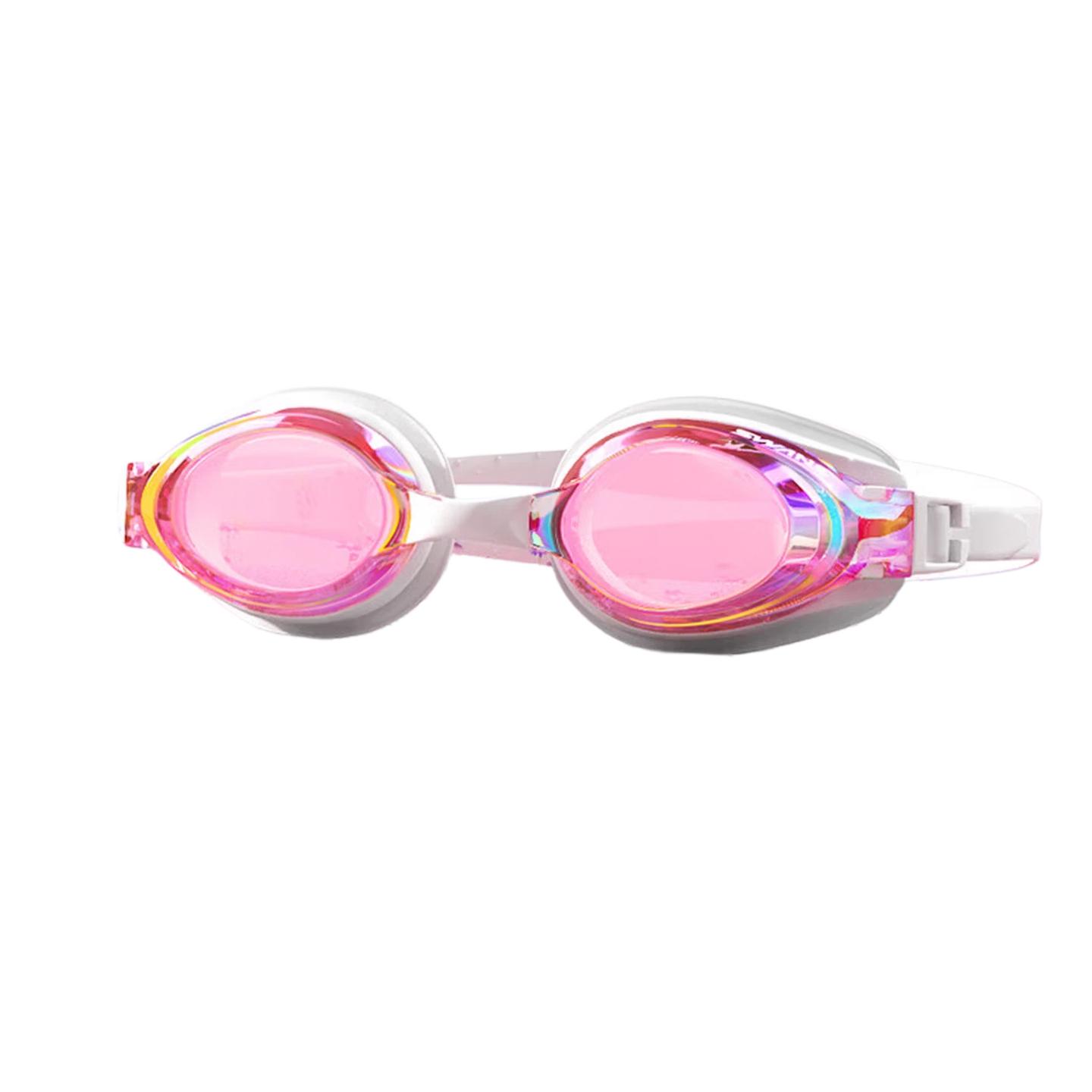 Swans Pink Coated Swimming Goggles, Anti-Fog, Hd Lens, Plano Lens, -White