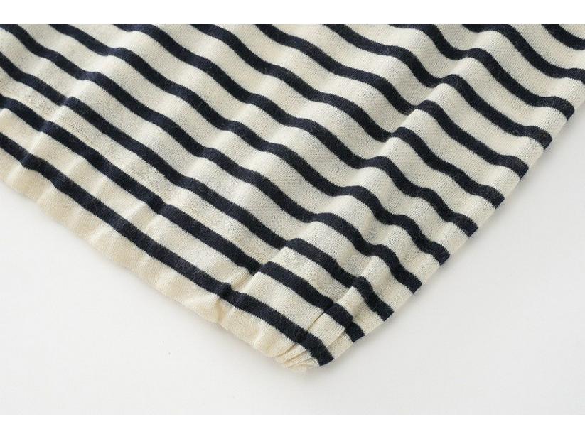 Dámský podzimní pruhovaný kašmírový top s dlouhým rukávem a kulatým výstřihem