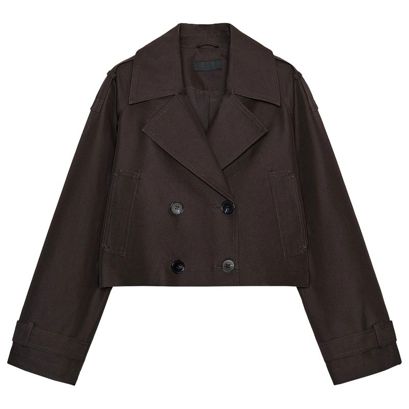 Zaprha 2025 Autumn New British Style Double Breasted Lapel Double Placket Short Trench coat Outerwear 3046259