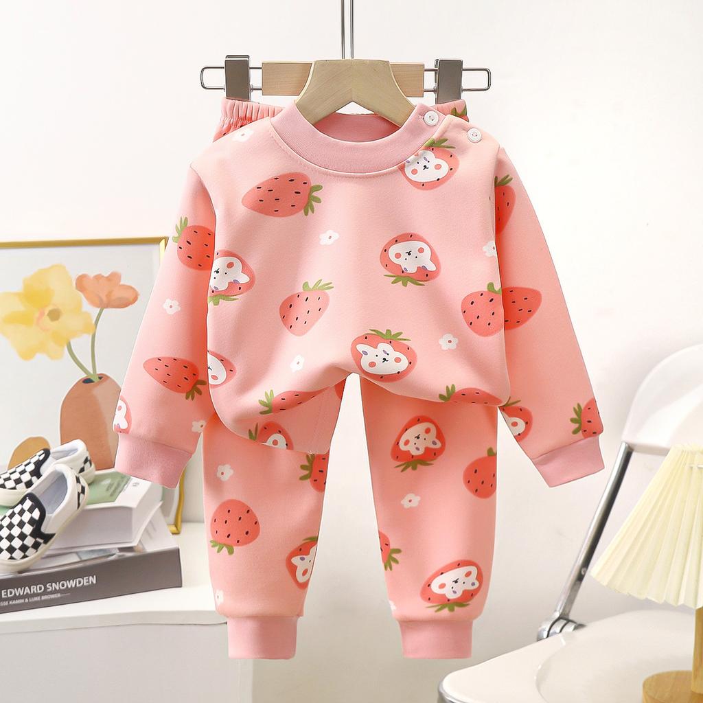 Children's Autumn Clothing Set Baby Pajamas Baby Clothes Boys and Girls Autumn and Winter Cashmere and Thick Home Wear