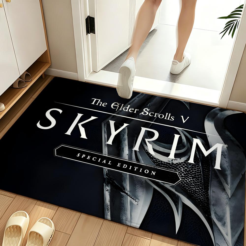 Game T-the E-Elder S-Scrolls Floor Mat Soft Flannel Entrance Door Mat Non Slip Absorbent Bathroom Bedroom Floor Rug