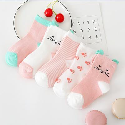 5 Pairs/Lot Cute Cat Animal Newborn Children's Socks Soft Knit Toddler Sleeping Socks  For 0-6 Years