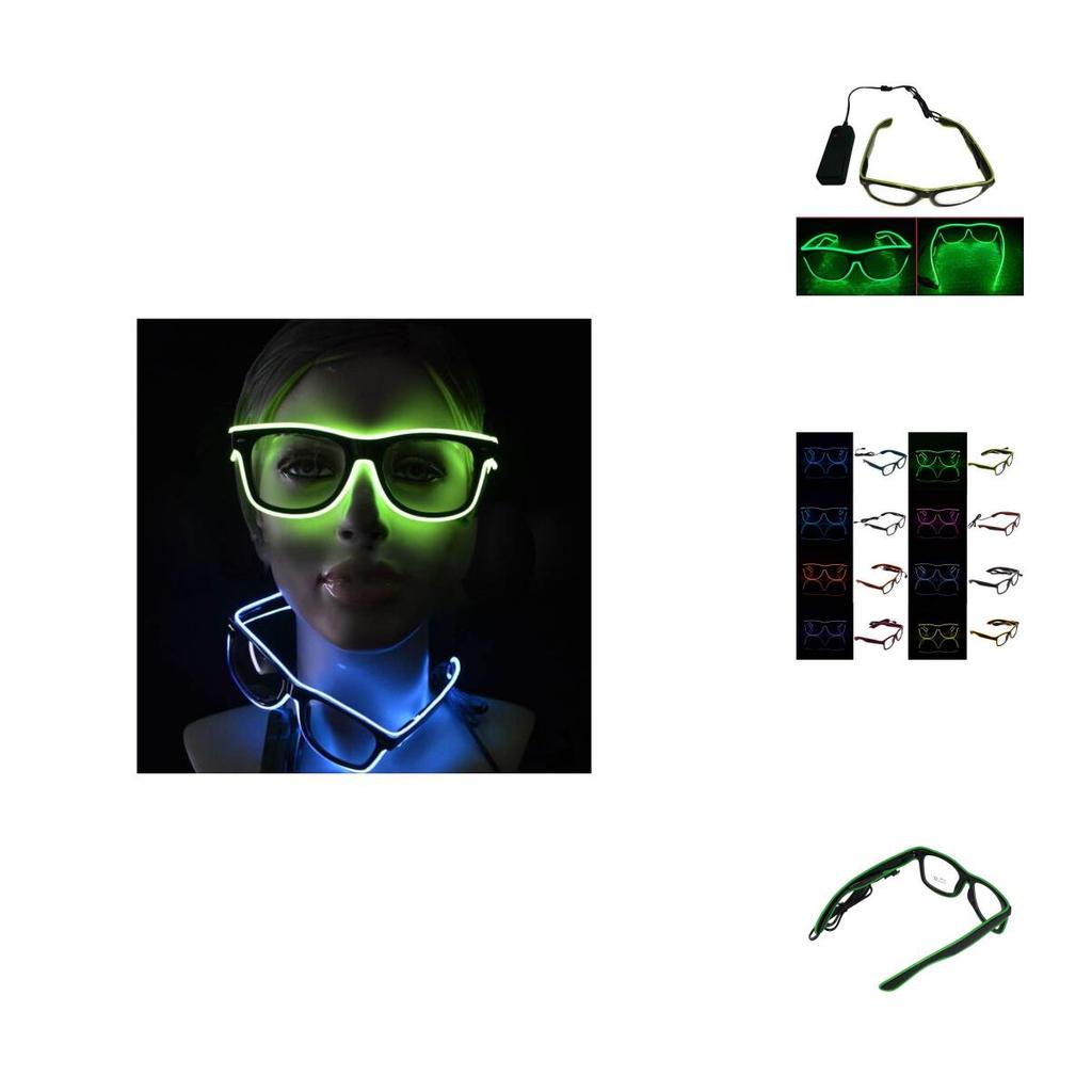Premium Quality Led El Wire Glasses Light Up Glow Sunglasses For Dj Nightclub Parties