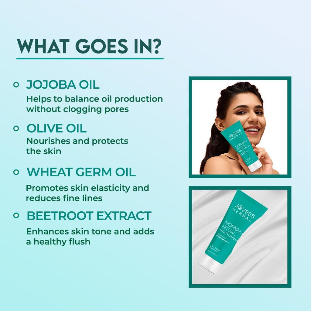 Jovees Herbal Morning Ritual Moisturizer Cream 100ml Pack Of 1 Hydrating Face Cream For All Skin Types