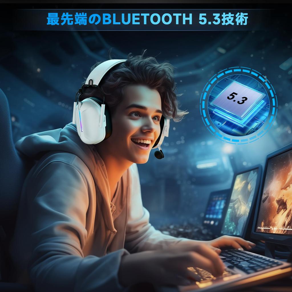 Captain 500 Gaming Headset (White) [2.4G USB AdapterBluetooth 5.2Wired] 3-Way Wireless Headset with Low Latency, 40H Playback, Detachable MicMute,