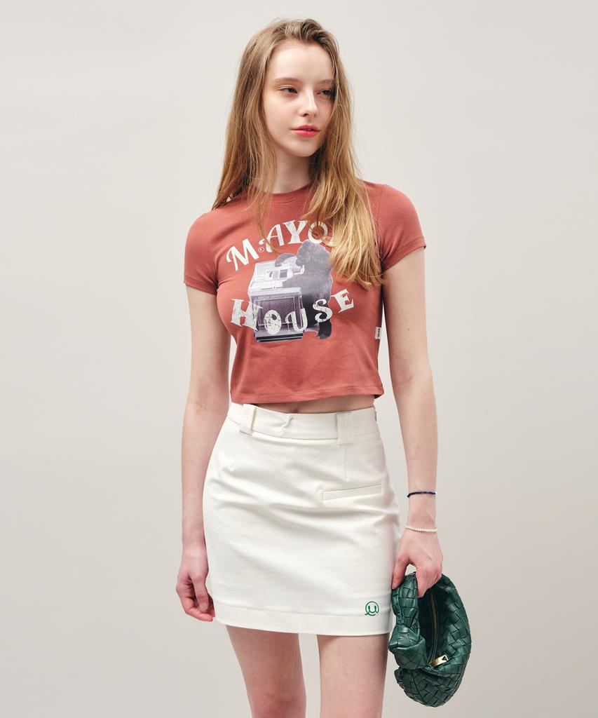 Mayol Symbol Embroidered Mini Skirt_Ivory