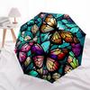 1pc Stained Glass Butterfly Design Automatic Folding Umbrella - Portable 3-Fold Design with 8-Bone Iron Frame, Outdoor for Fans, Travelers, Daily Use,
