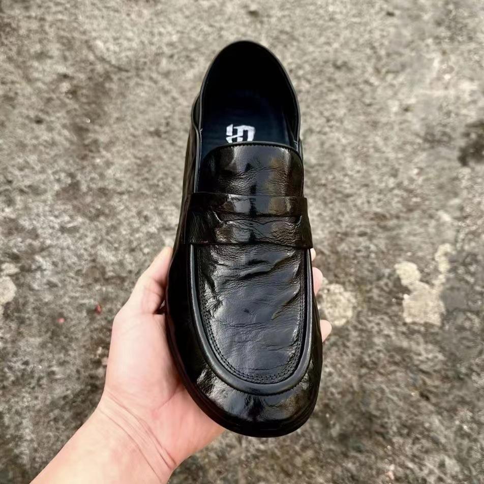 European Station Business Casual Board Shoes New Low Top Men s One Step Casual Pure Leather Men s Bean Shoes 38