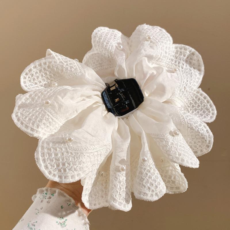 Französisch-Stil Weiße Blume Spitze Pferdeschwanz Haarnadel Für Damen Mädchen Süße Haar-Klammern Kopfschmuck Mode Vielseitige Haar-Accessoires
