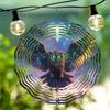 3D Metal Wind Spinner with Glowing Green Eyes and Wings Rotates 360 Degrees for Outdoor Garden Decor Perfect for Christmas Thanksgiving Patio