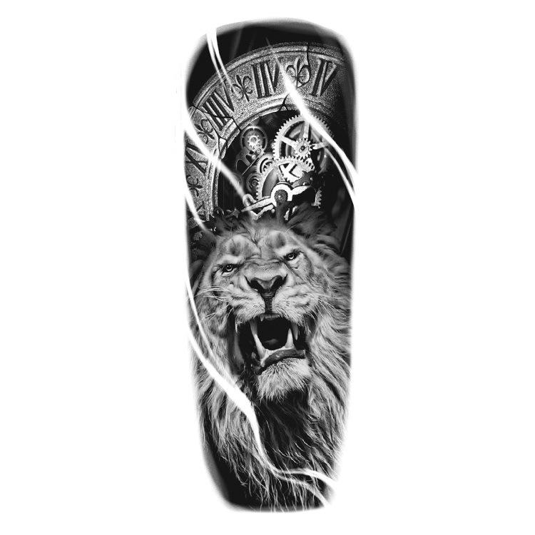 Full Arm Flower Arm Big Pattern Wind Lion Wolf Sexy Simulation Tattoo Water Transfer Tattoo Sticker