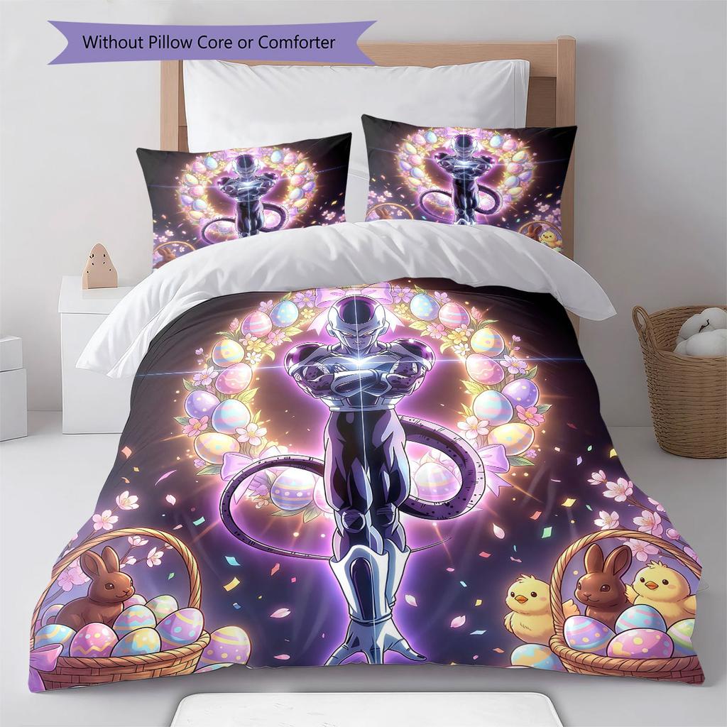 Easter Frieza Pattern Bedding Quilt Set Quilt Cover Pillowcase Home Decoration Birthday Gift (1 * duvet cover + 2 * pillowcase, without core)
