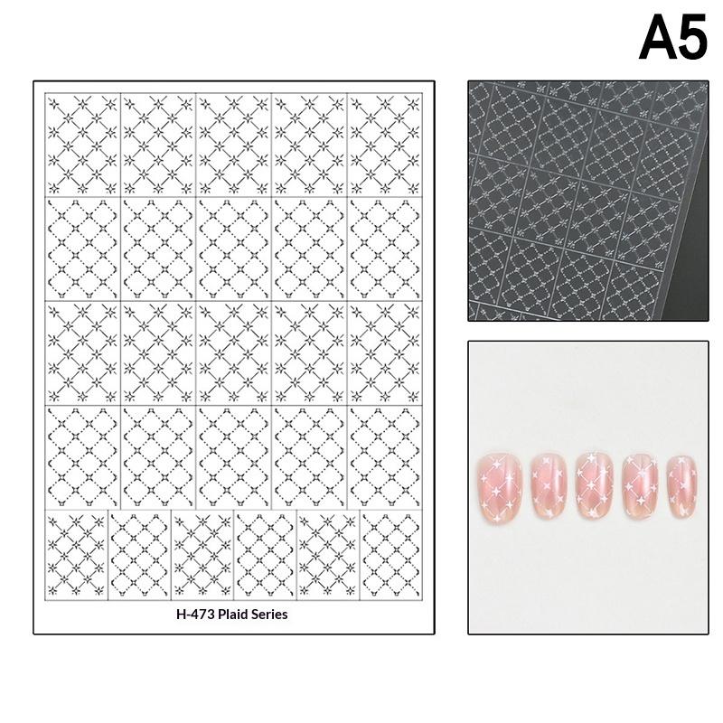 French Stripe Rhombus Hollow Out Nail Art Stickers Template Stamp Manicure Decals Nail Charm Decoration Diy