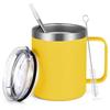 Livole Vacuum Insulated Insulated and Cold Stainless Steel Mug with Coffee Vacuum with Yellow Mug, Cup, Lid, Cup, Mug, Double-Walled Thermos,