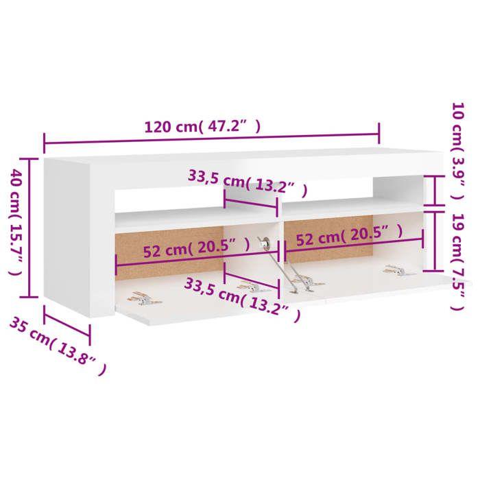 VidaXL Meuble TV avec Lumières LED, Armoire de Télévision, Meuble Télé de Salon, Armoire Basse Salle de Séjour Intérieur, 804316