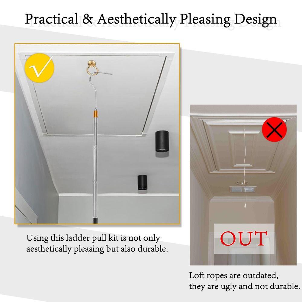 Stainless Steel Loft Stair Pull Hook Kit Attic Pull Down System Hook Set  For Home,Loft Hotel