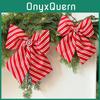 Red And White Diagonal Stripe Bow Pendant For Holiday Tree Ornaments