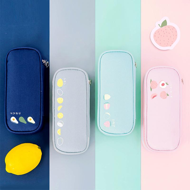Minimalist Student Stationery Storage Fruit Pencil Case Oxford Cloth Pen Bag Large Capacity School Supply
