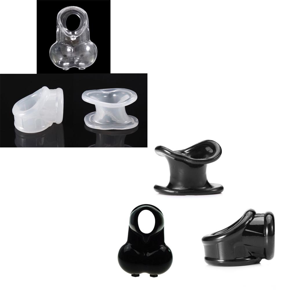 Buy Men Sexual Supplies Scrotum Squeeze Rings Chastity Cage TPE