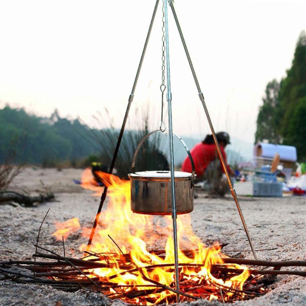 Disassemble Tripod Grills, Portable Outdoor BBQ Grill Foldable Hanging Design Cooker for Camping, Picnic, BBQ Cooking