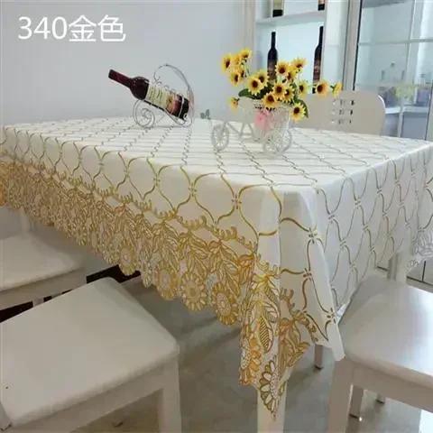 PVC Hot Stamping Desk Cover Waterproof Scald Proof Oil Proof Wash Free Table Mat Household Coffee Rectangular Table Cloth