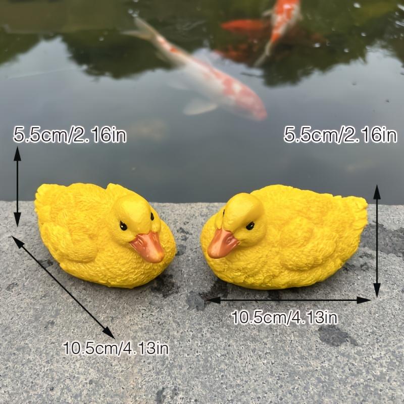 2Pcs Cute Floating Duckling Sculpture Resin Pond Decoration for Fish Tank Fairy Garden