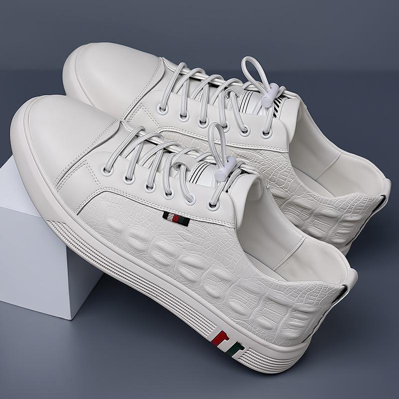 Pantofi Casual din Piele Naturală pentru Bărbați, Pantofi Plați de Skateboard cu Imprimeu Crocodil, Adidași Cool Slip-on