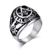 Men's Stainless Steel Agate Gold Masonic Ring Men's Personality Ring Titanium Steel Ring Punk Ring Men's Accessories