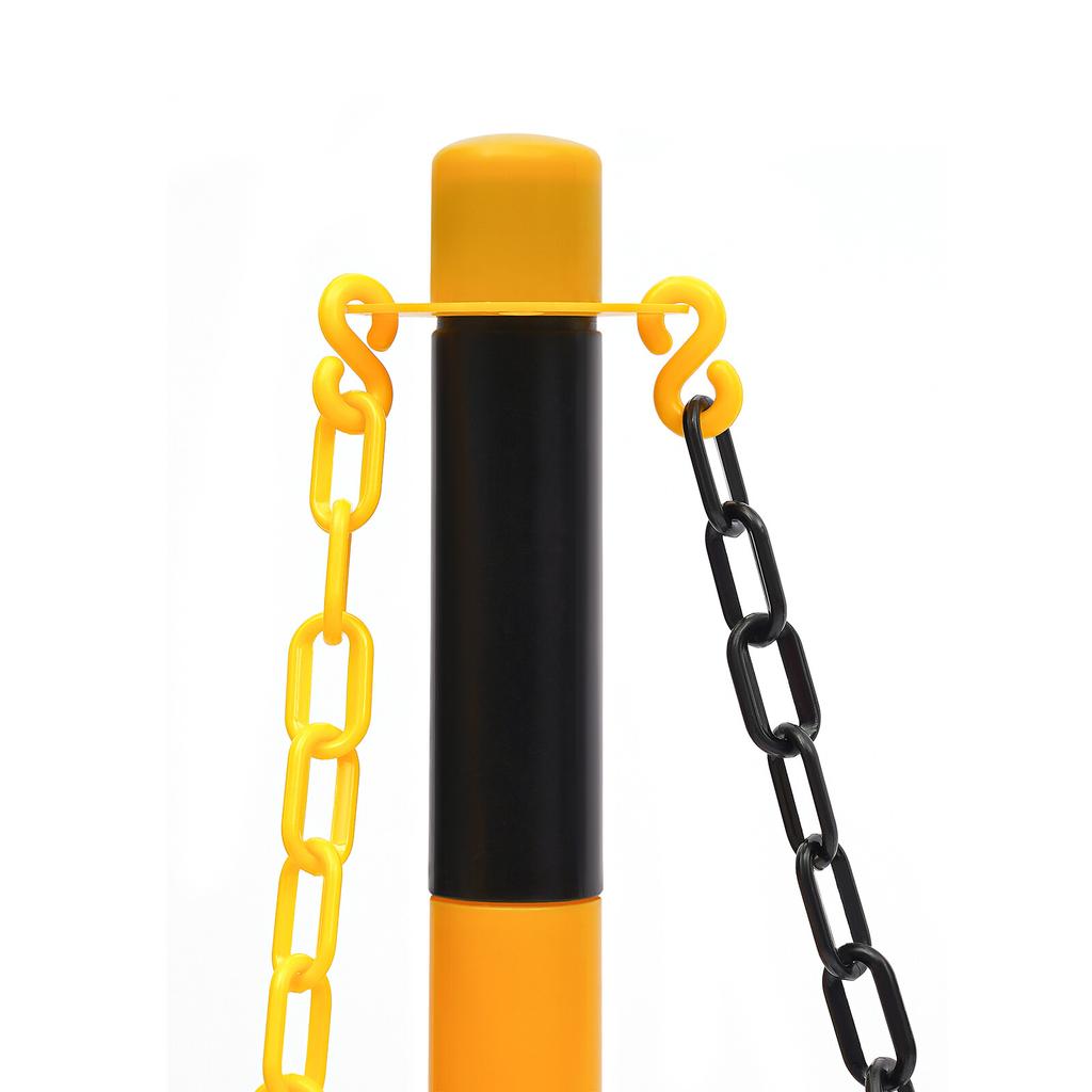 6 Pcs Traffic Cones with Fillable Base Yellow Delineator Post Cone Parking Pole with 6.6in Chains Adjustable Construction Cones