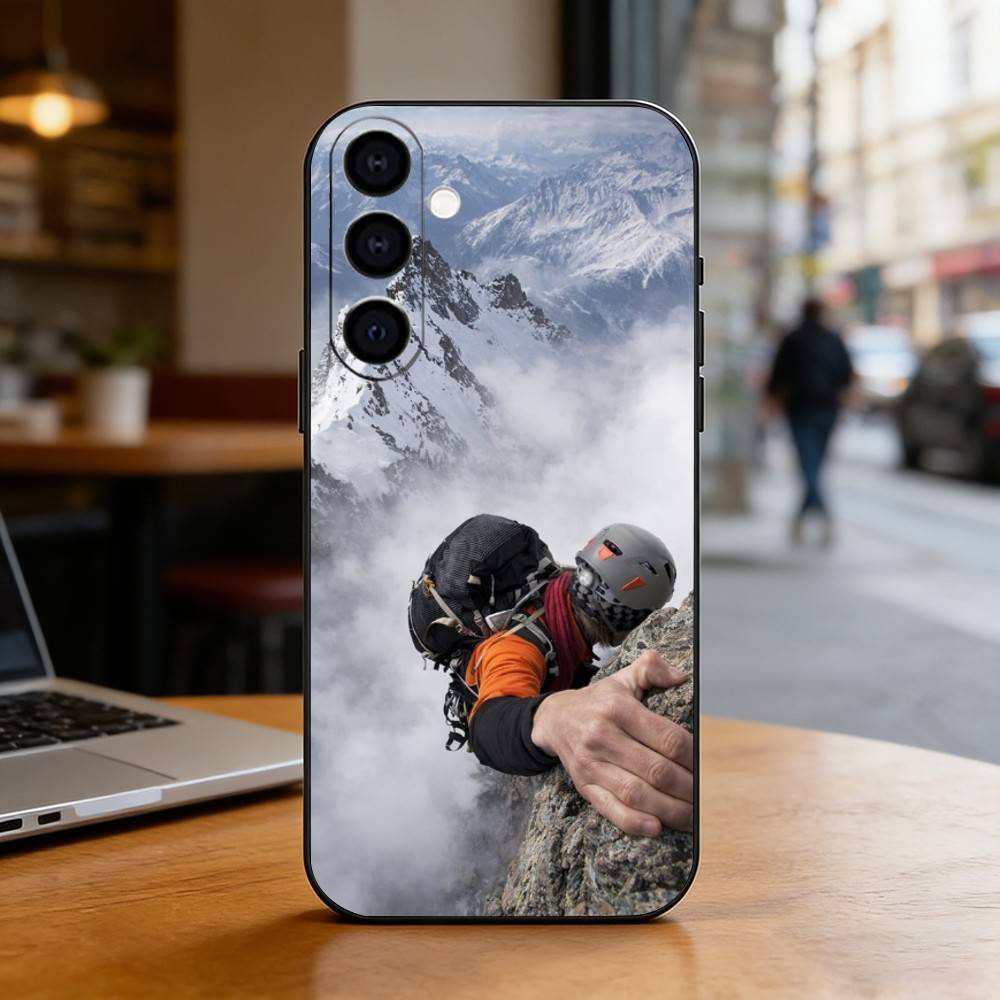 R-Rock Climbing Wall Phone Case For Samsung Galaxy A73,A72,A71,A70,A53,A52,A51,Others Soft Black Cover