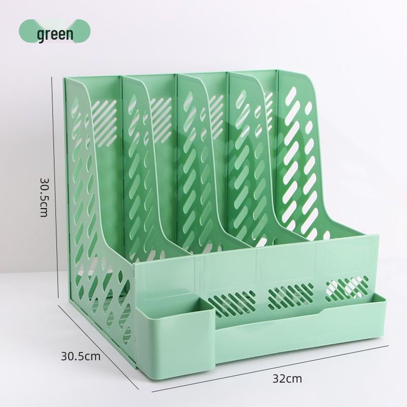 Vierfächiger A4 Kunststoff-Aktenhalter und Schreibtischorganizer