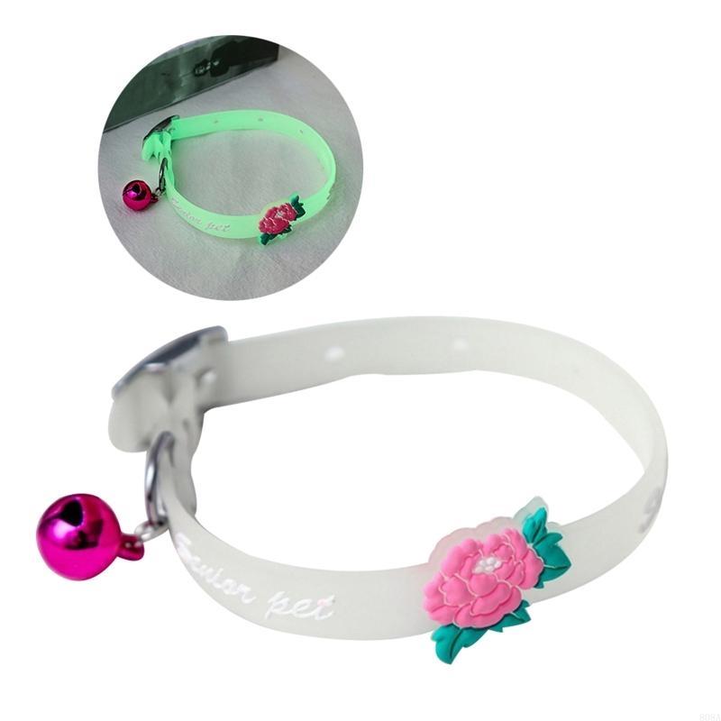 Pet Glowing Collars with Bells Glow at Night Dogs Cats Adjustable Necklace Safe