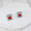 Fashionable square men's shirt cufflinks with rhinestone embellishments, French enamel shirt cufflinks B1159 - White