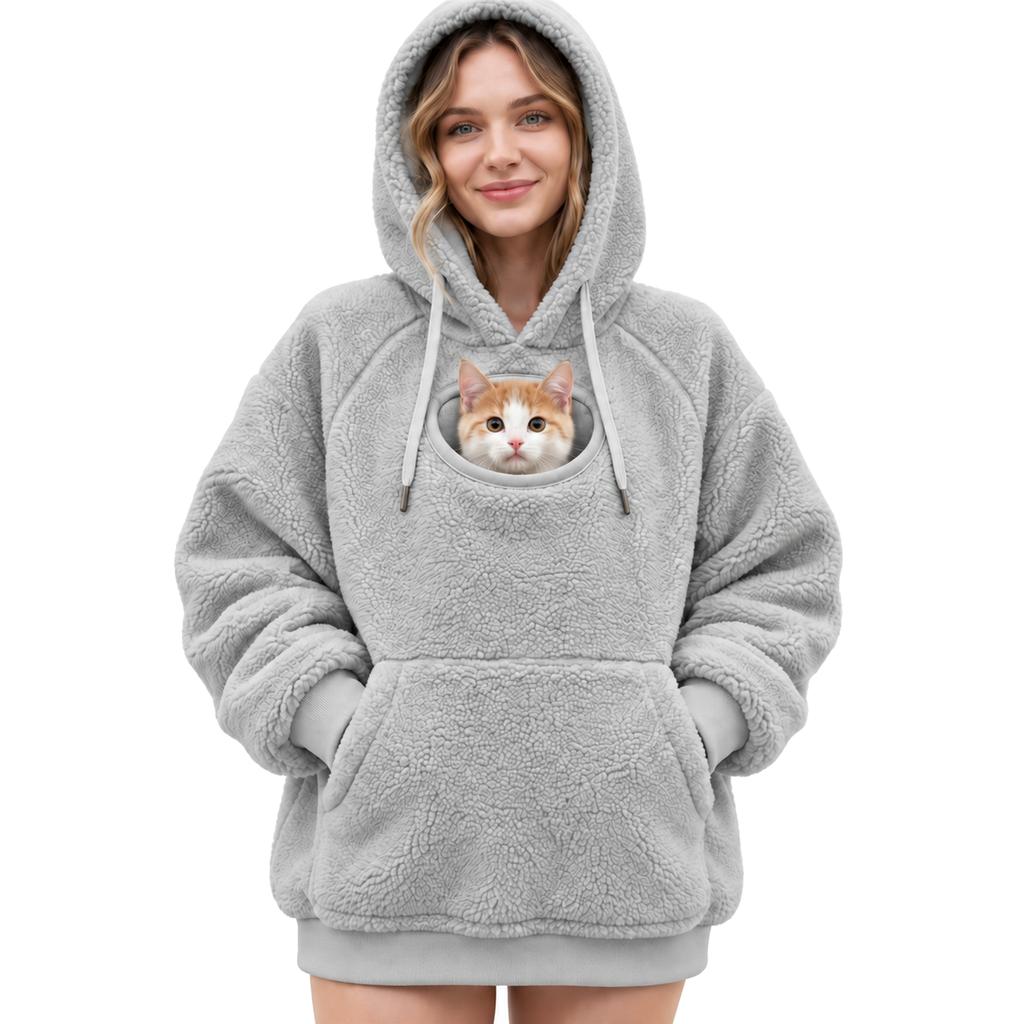 Unisex Kapuzenpullover mit Hundetasche, Sportlicher Pullover mit langen Ärmeln