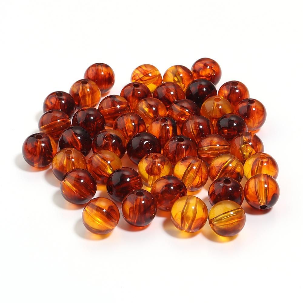 10-200 pezzi 6 8 10 12 14 20 mm Perline Acriliche Ambra Rotonde Sfuse Distanziatori Per Creazione Gioielli Braccialetti Fai-da-te Accessori Collana