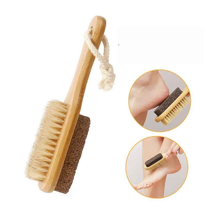 4pcs Boar Bristle Bath Brush Set Body Brush Set Exfoliating Dry Body Brush Facial Massage Brush