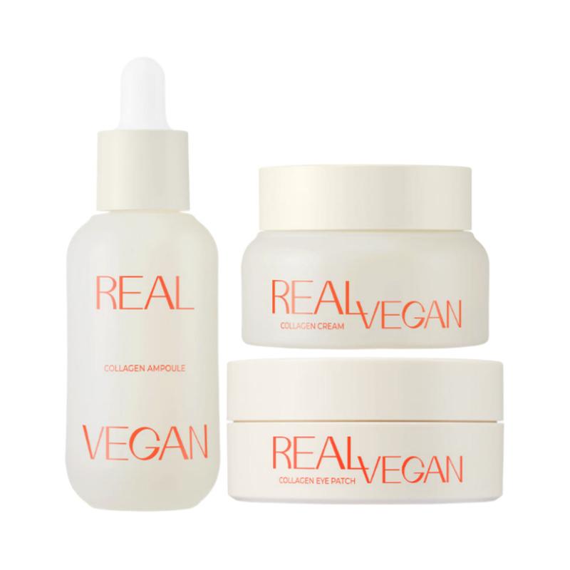 KLAVUU Real Vegan Collagen Ampoule 30ml & Cream 50ml & Eye Patch (60 Sheets) Set