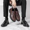 Men's Shoes Spring New Casual Shoes Brock Small Leather Shoes Business Dress Leather Shoes Men's Lace-up Loafers Men's