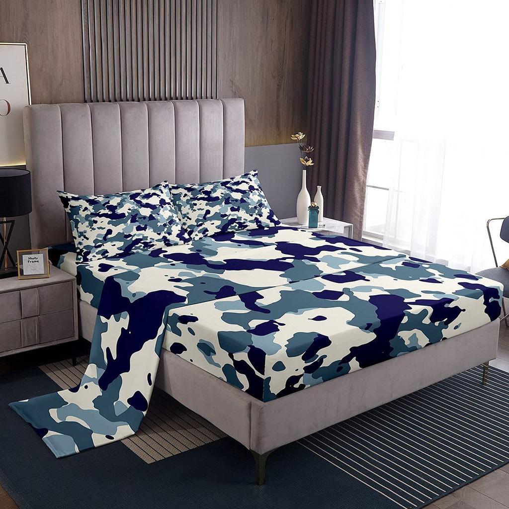Camouflage Personalized Pattern Bed Hat Four-Piece Bedding Set Bedroom Dormitory Bedding Decoration