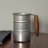 380ml/500ML stainless steel retro beer cup, wooden handle anti fall camping cup, outdoor style travel coffee cup, household cup