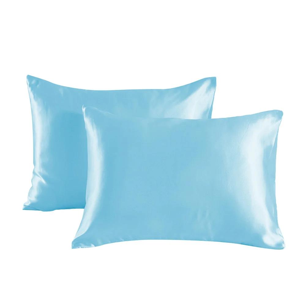1 pair of large silk satin pillowcase simple solid color bedding household smooth multicolor satin pillowcase household