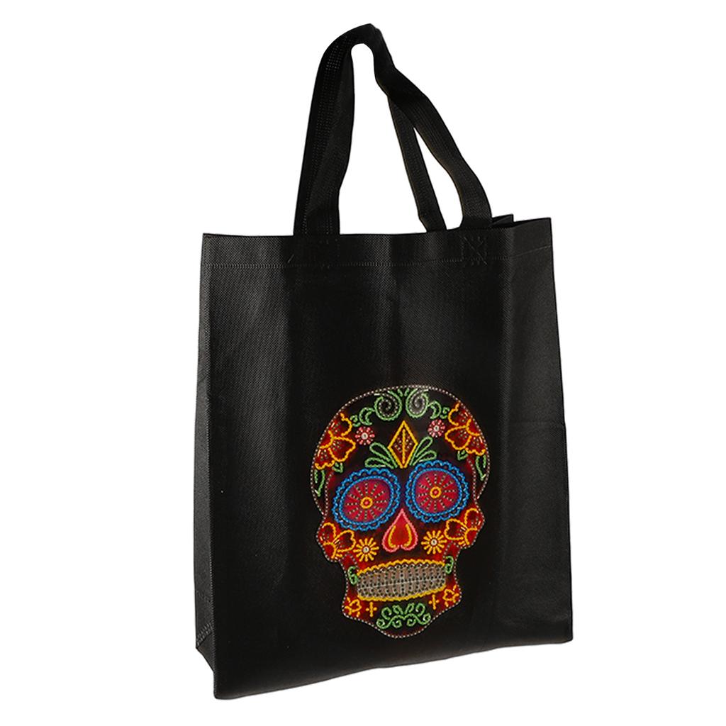 Rhinestone Painting Handbag Skull On Black Style Rich Colors 5D Rhinestone Shopping Bag for Kids