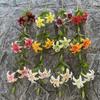Lange PU Dreikopf-Lilie Künstliche Blume Dekoration für Zuhause und Foto-Displays
